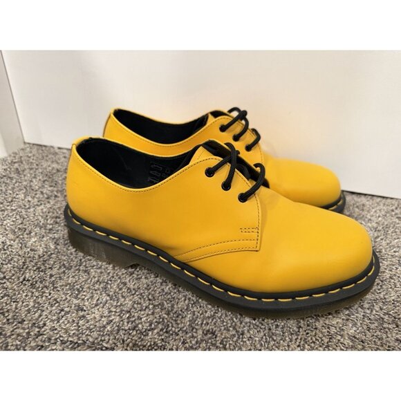 Dr Martens Leather Derby Shoes Golden Yellow Women's Size 10 Mens 9 - Picture 2 of 8